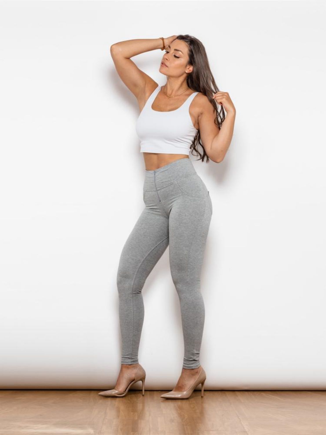 full size zip detail high waist leggings