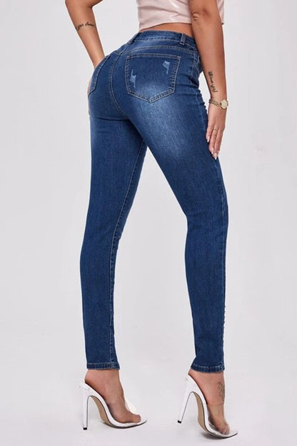 Button Fly Long Jeans