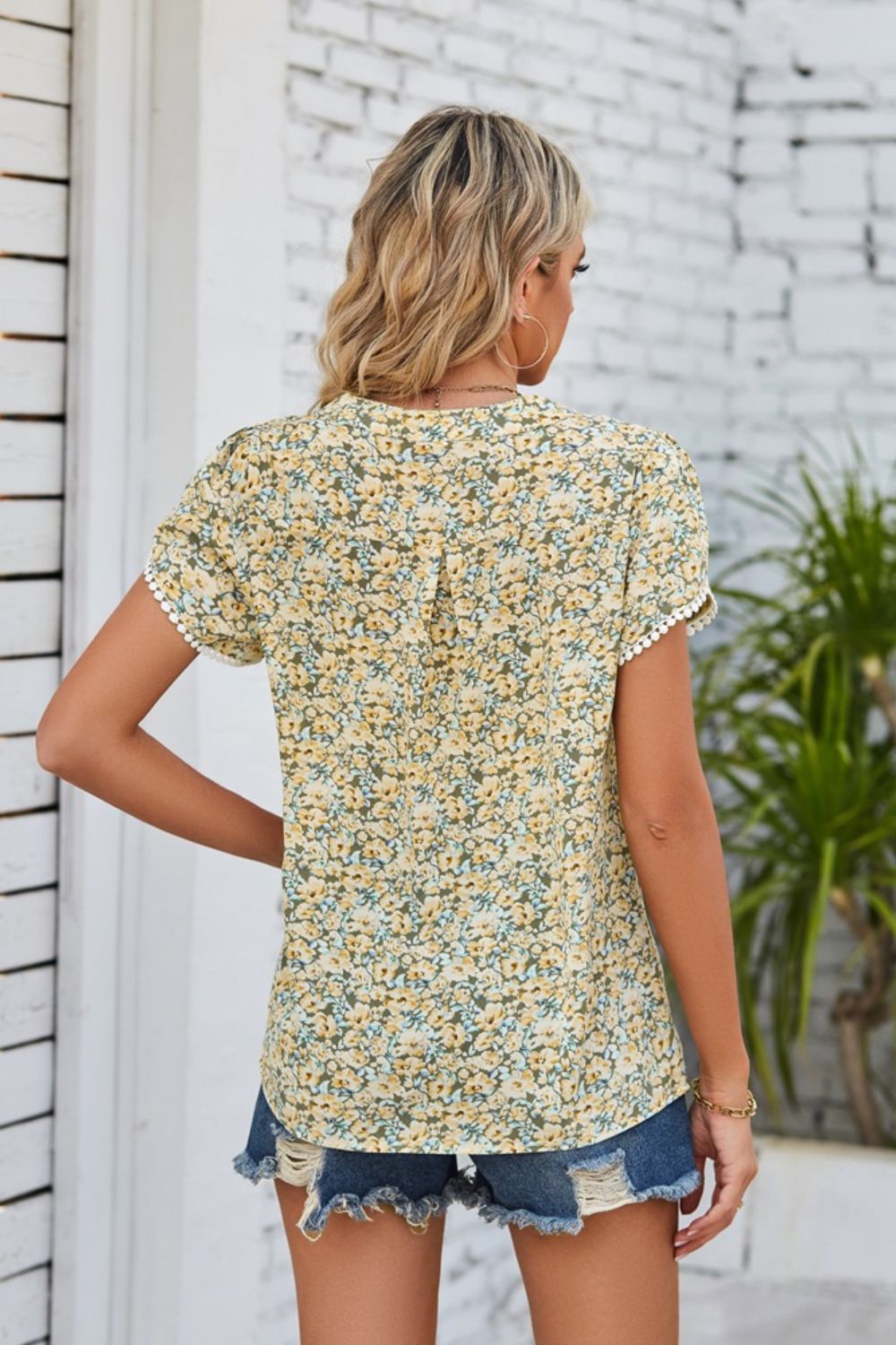 floral notched neck blouse