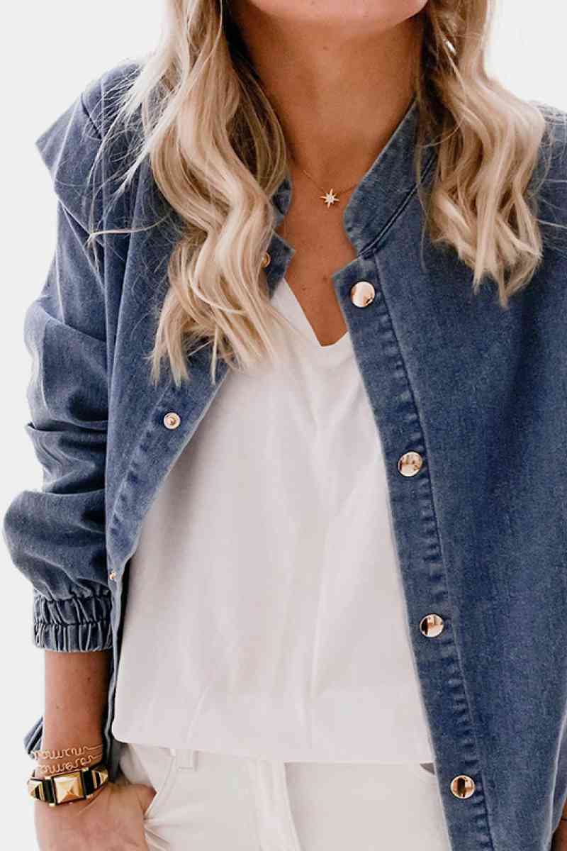 shoulder detail denim button down shirt