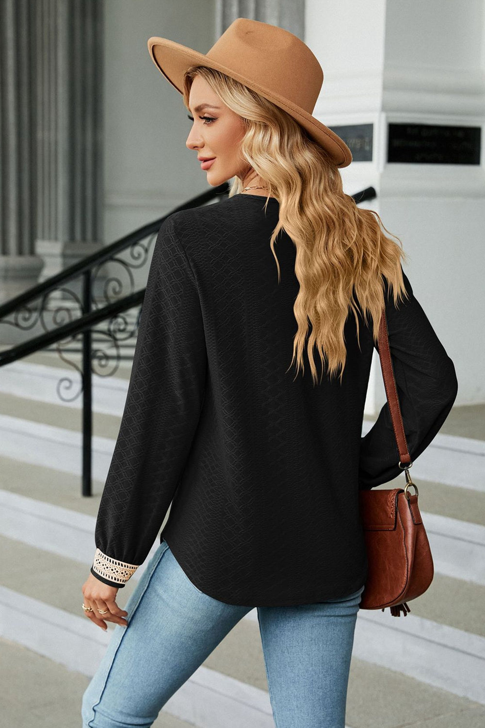 v-neck long sleeve blouse