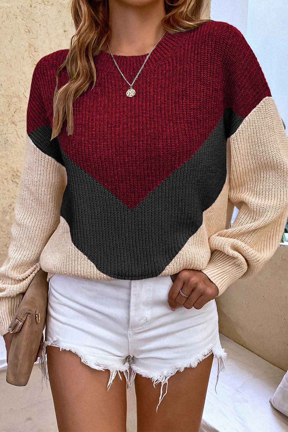 round neck dropped shoulder sweater