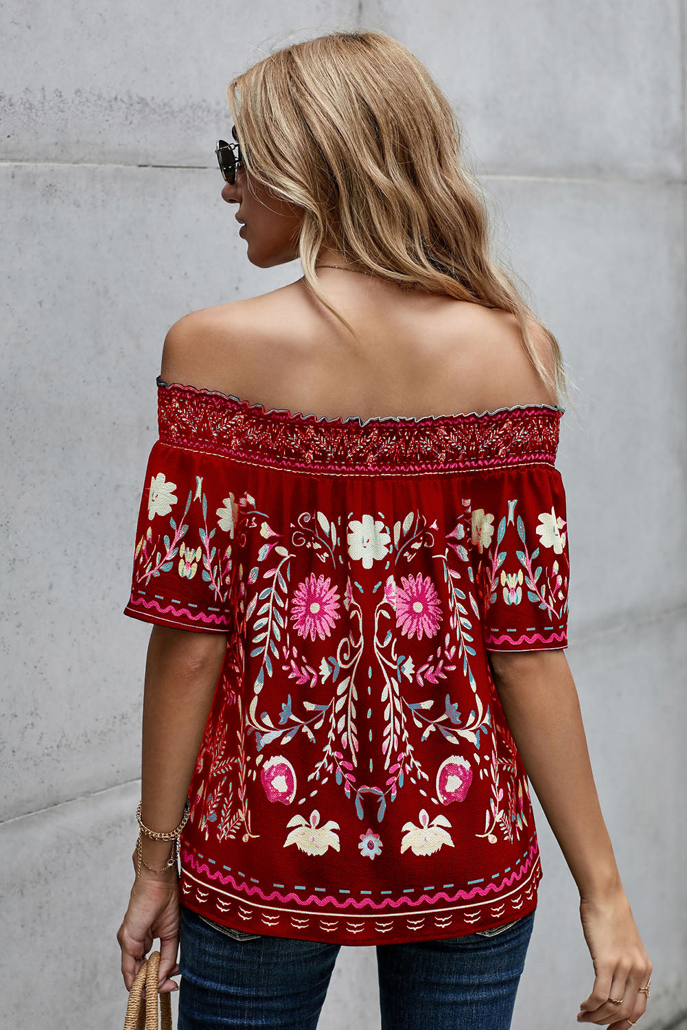 floral off-shoulder blouse