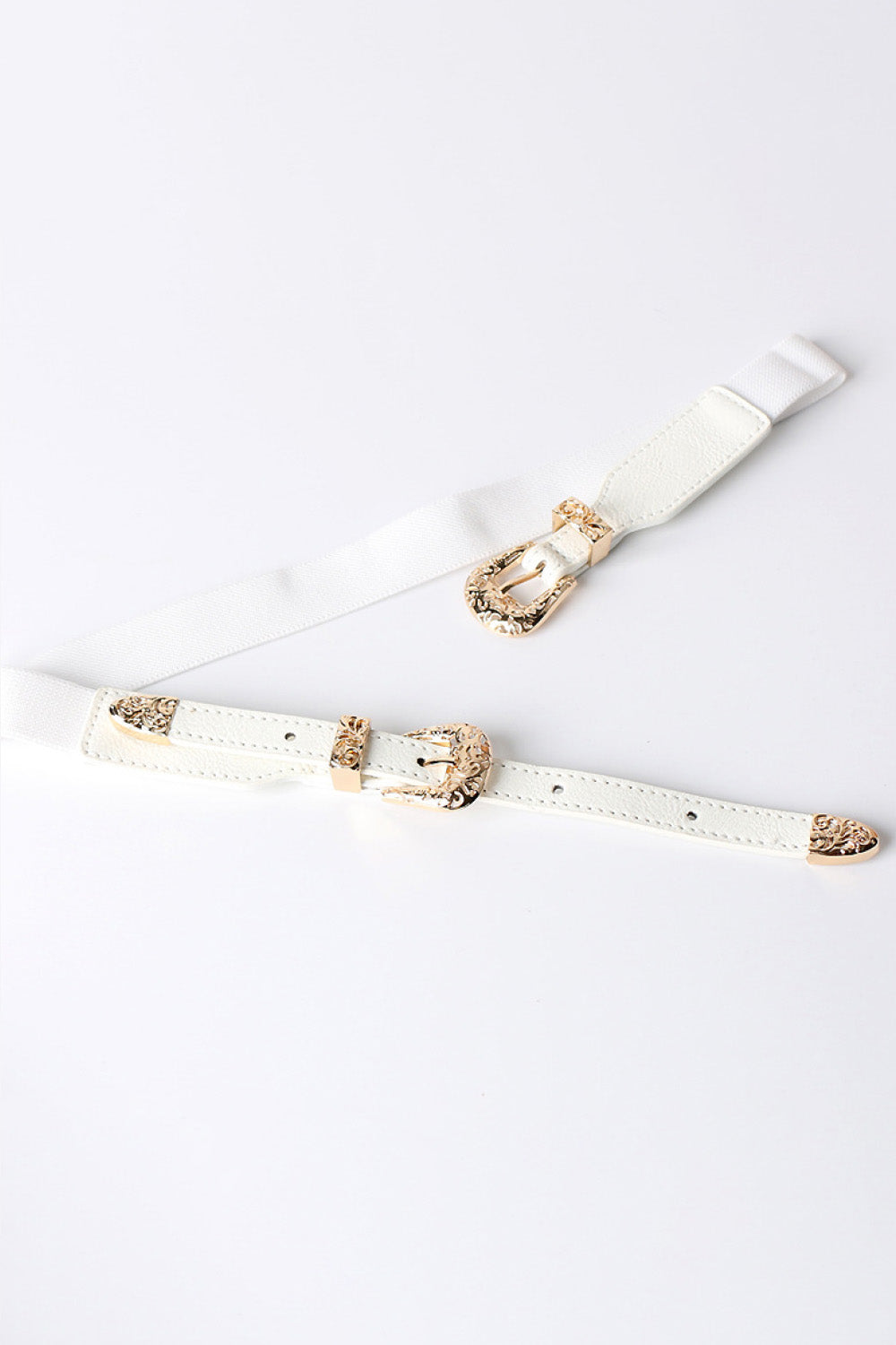 double buckle pu leather belt