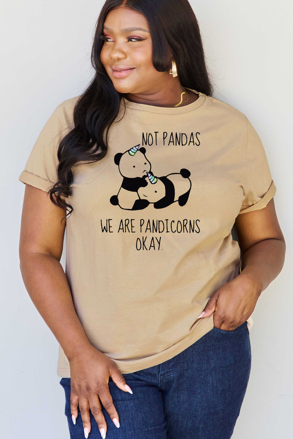 simply love full size  pandicorn graphic cotton t-shirt