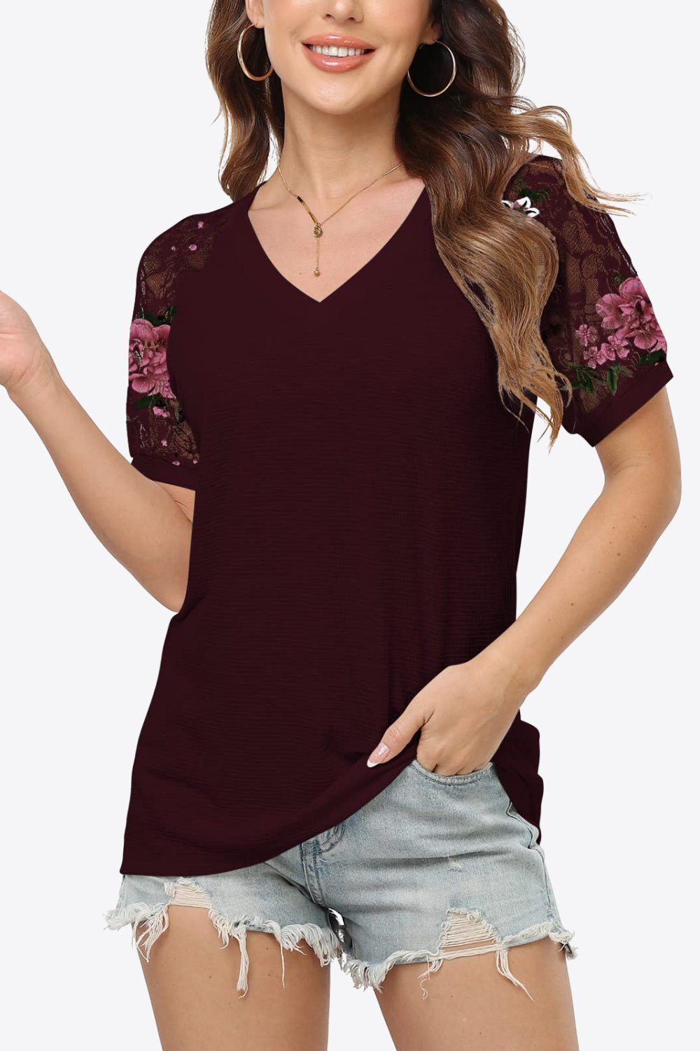 short sleeve v-neck tee