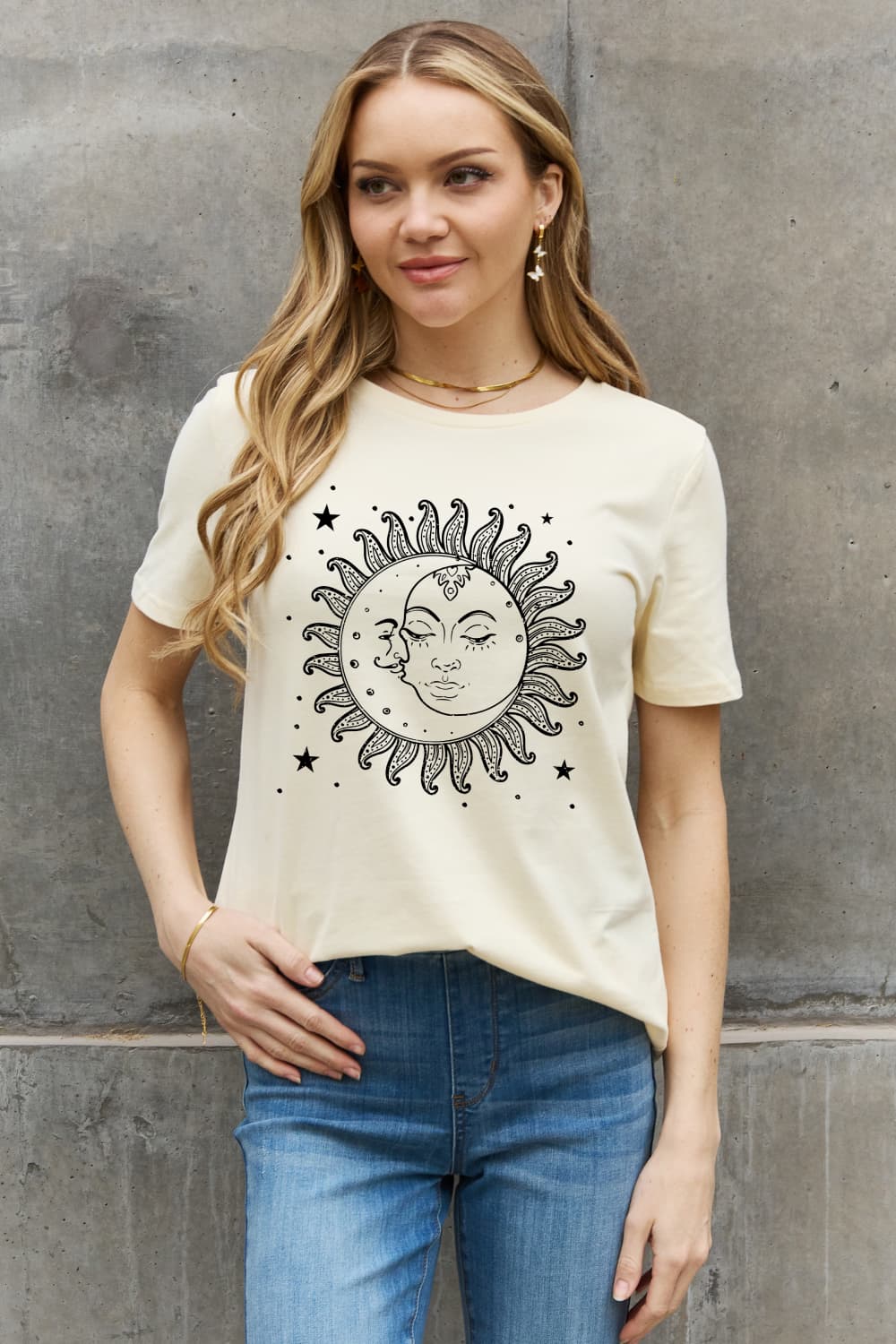 simply love simply love sun and star graphic cotton tee