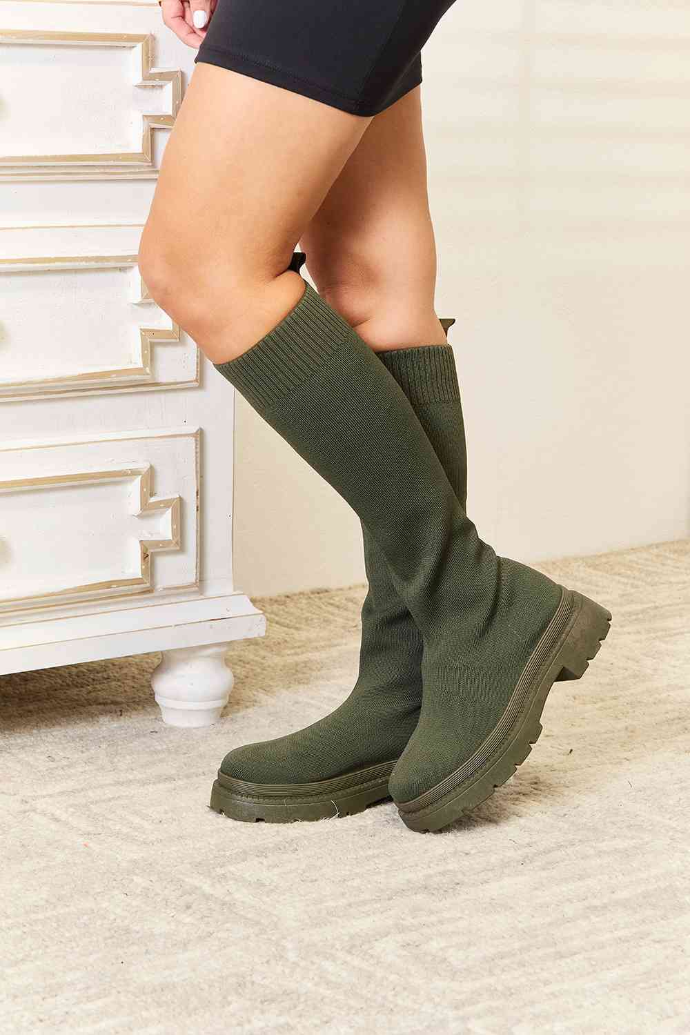 wild diva footwear knee high platform sock boots