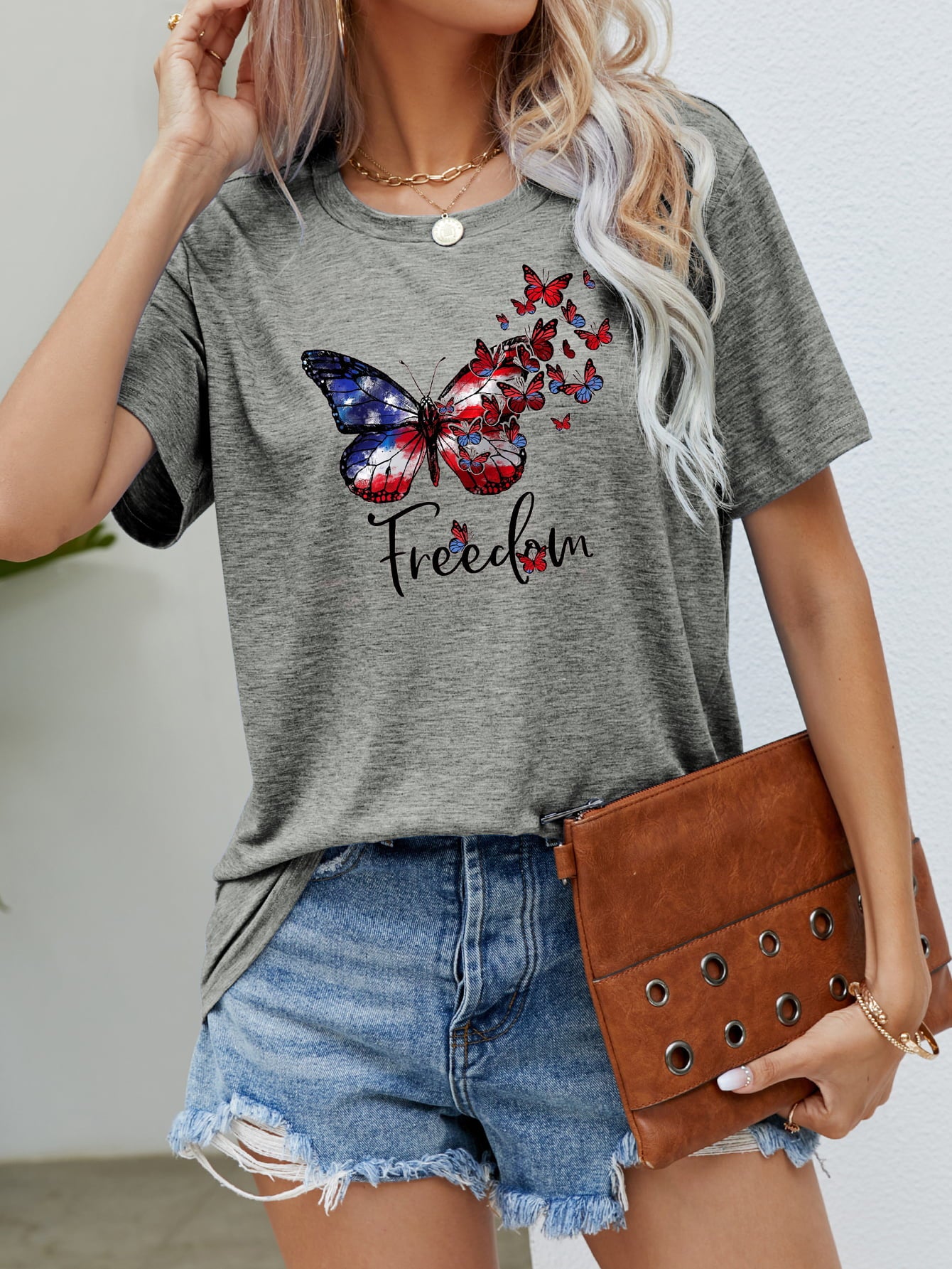 freedom butterfly graphic short sleeve tee