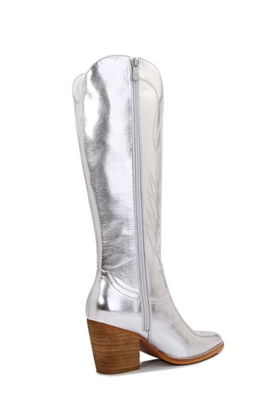 melody metallic knee high cowboy boots