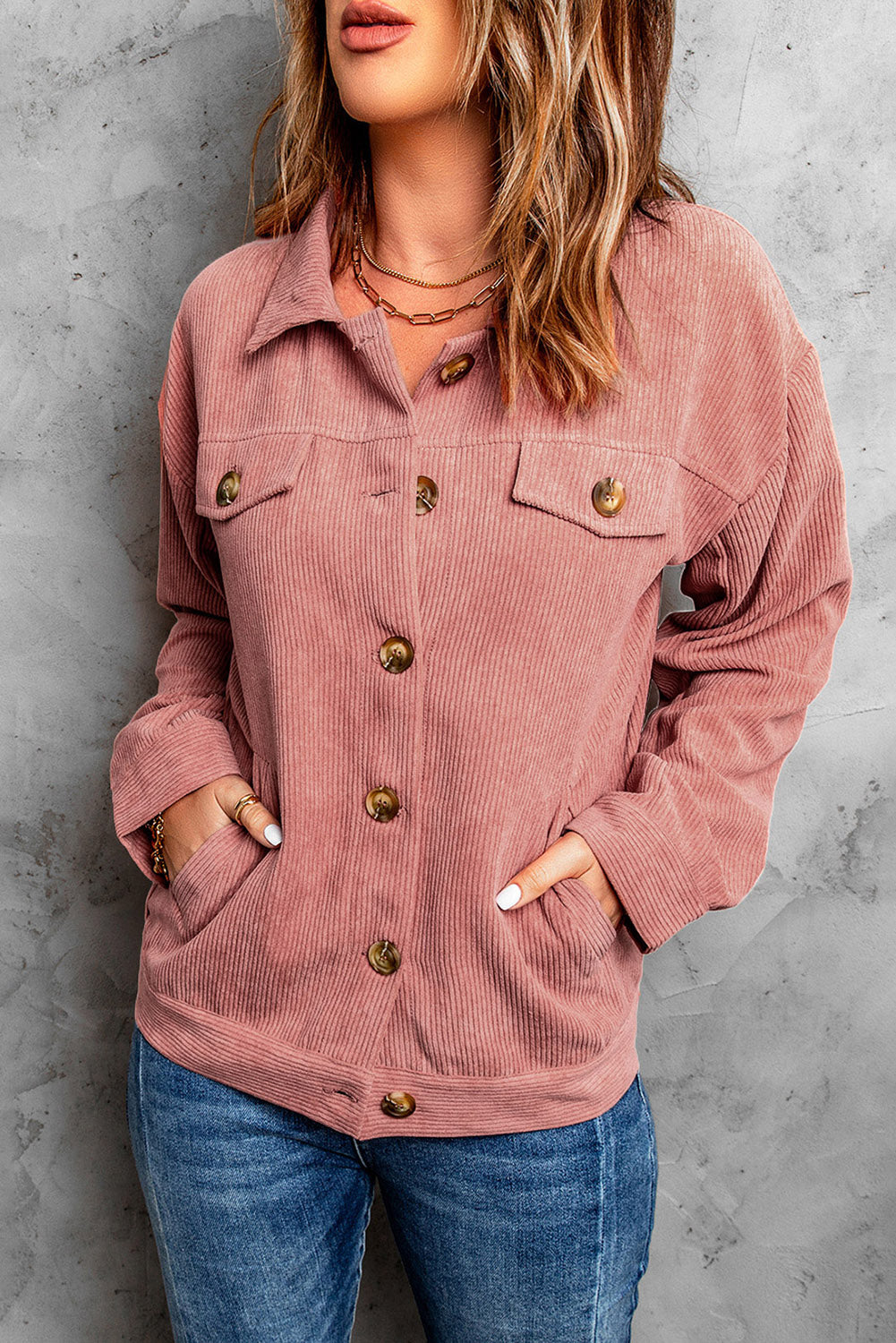 corduroy long sleeve jacket