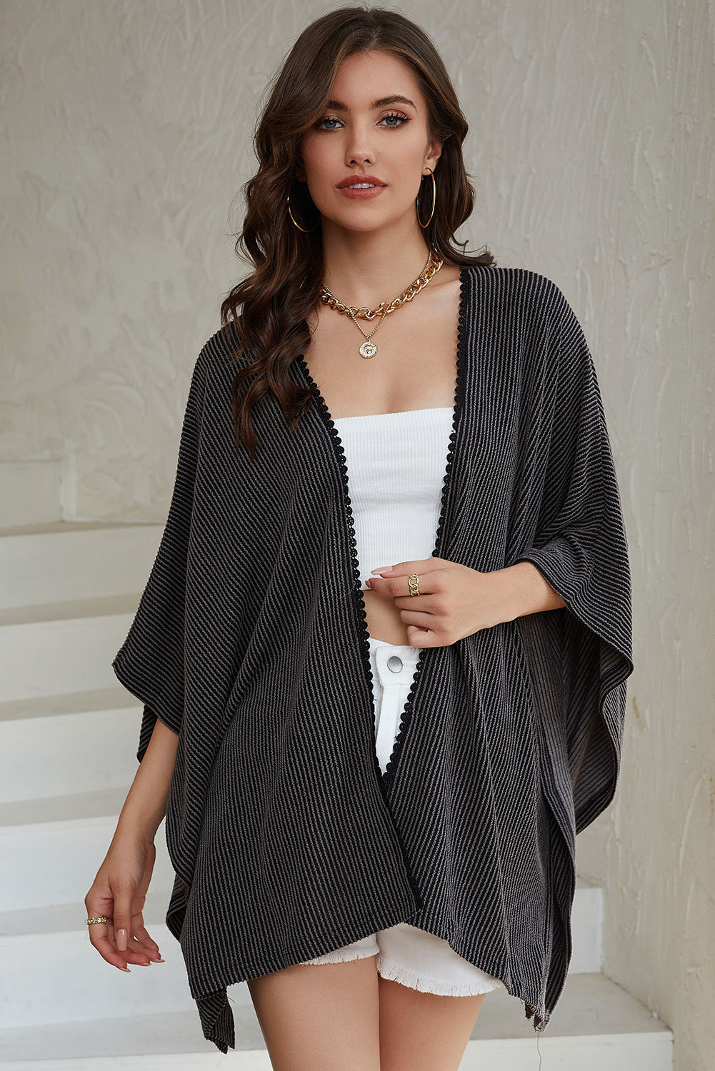 open front dolman sleeve cardigan