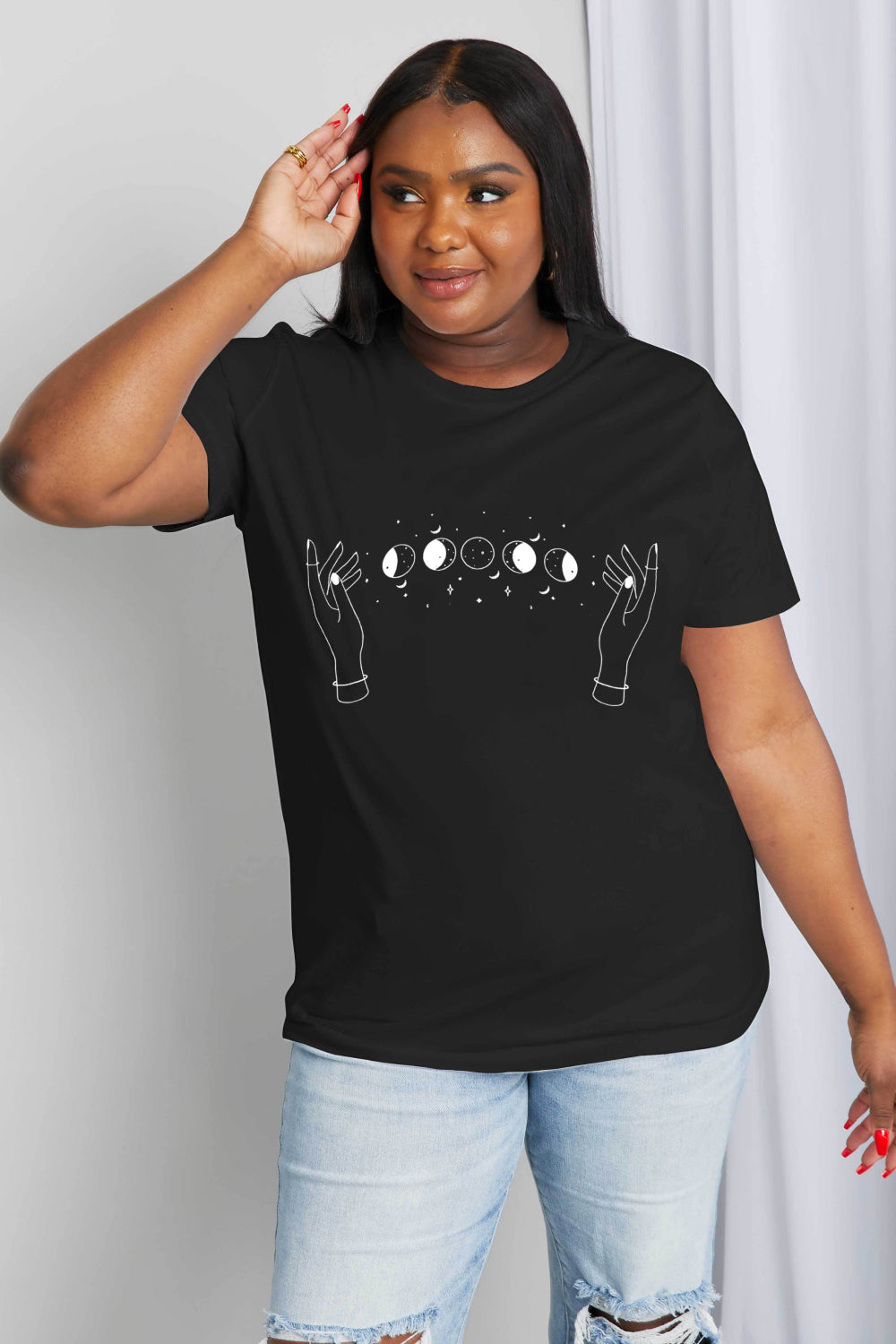 simply love full size lunar phase graphic cotton tee