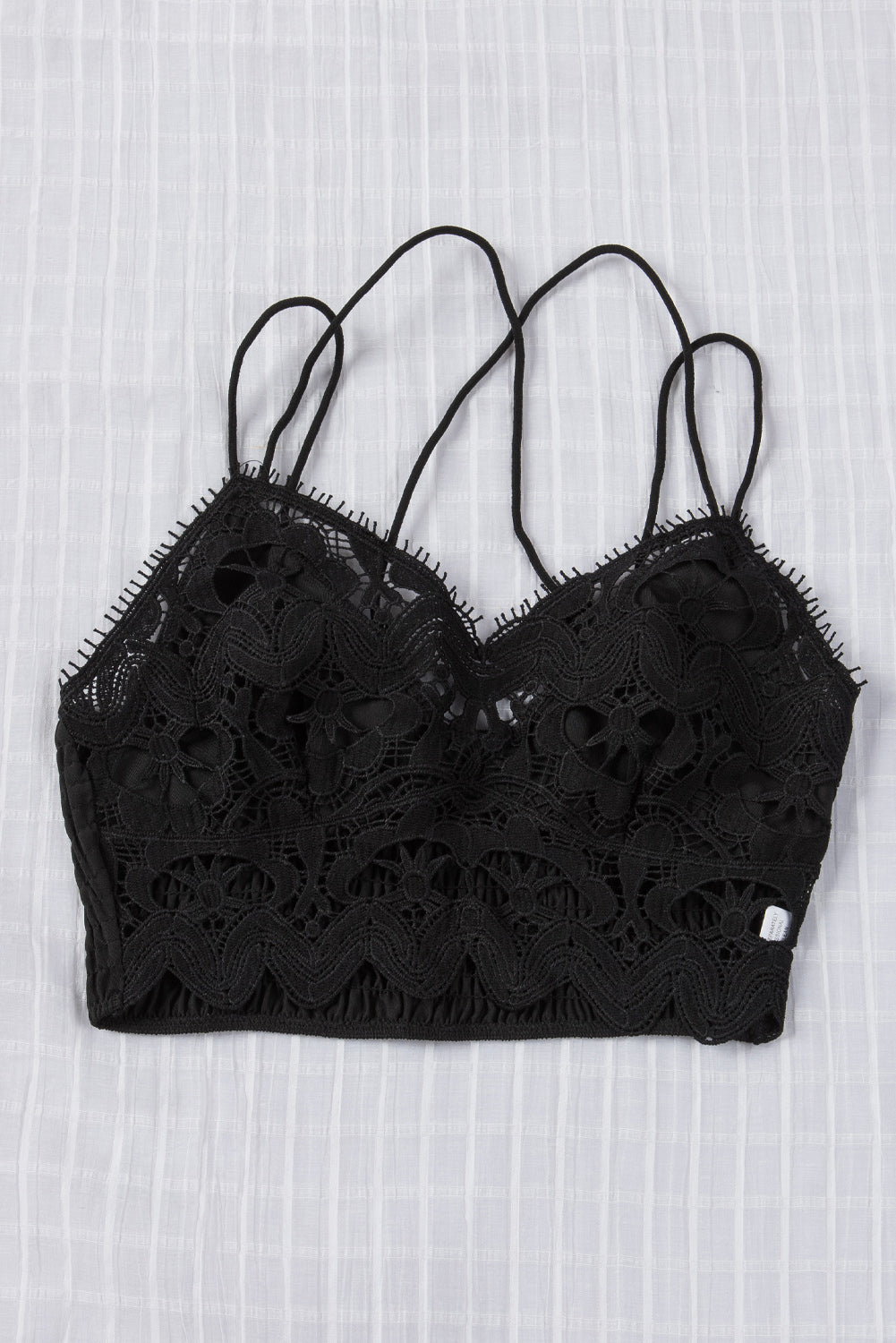 smocked eyelash trim lace bralette