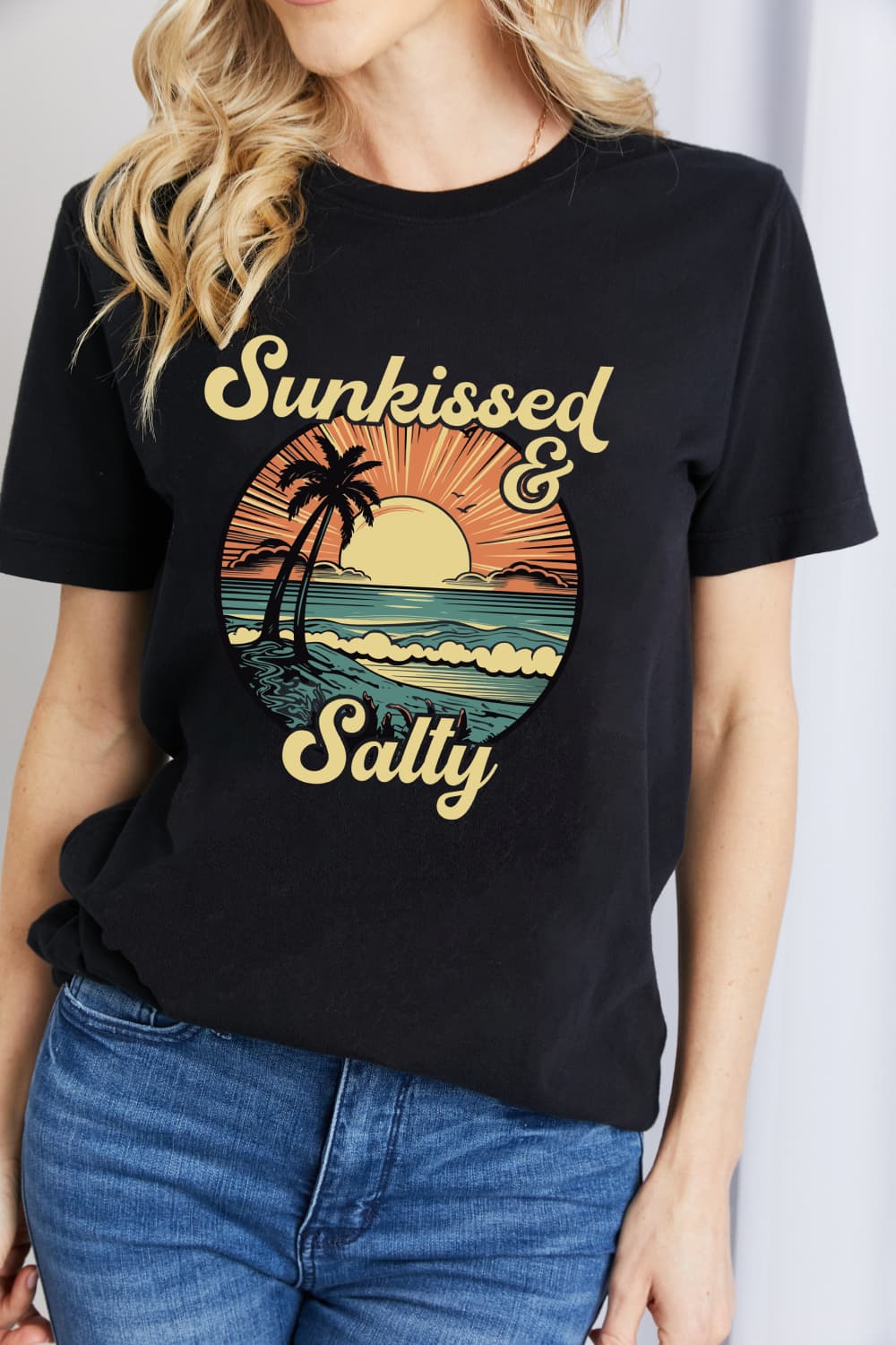 simply love full size sunkissed & salty graphic cotton t-shirt