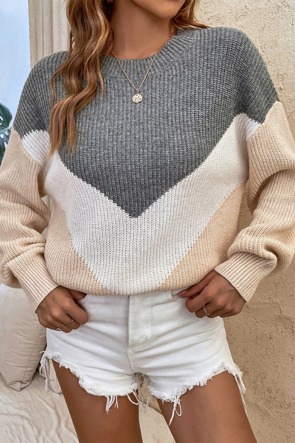 round neck dropped shoulder sweater