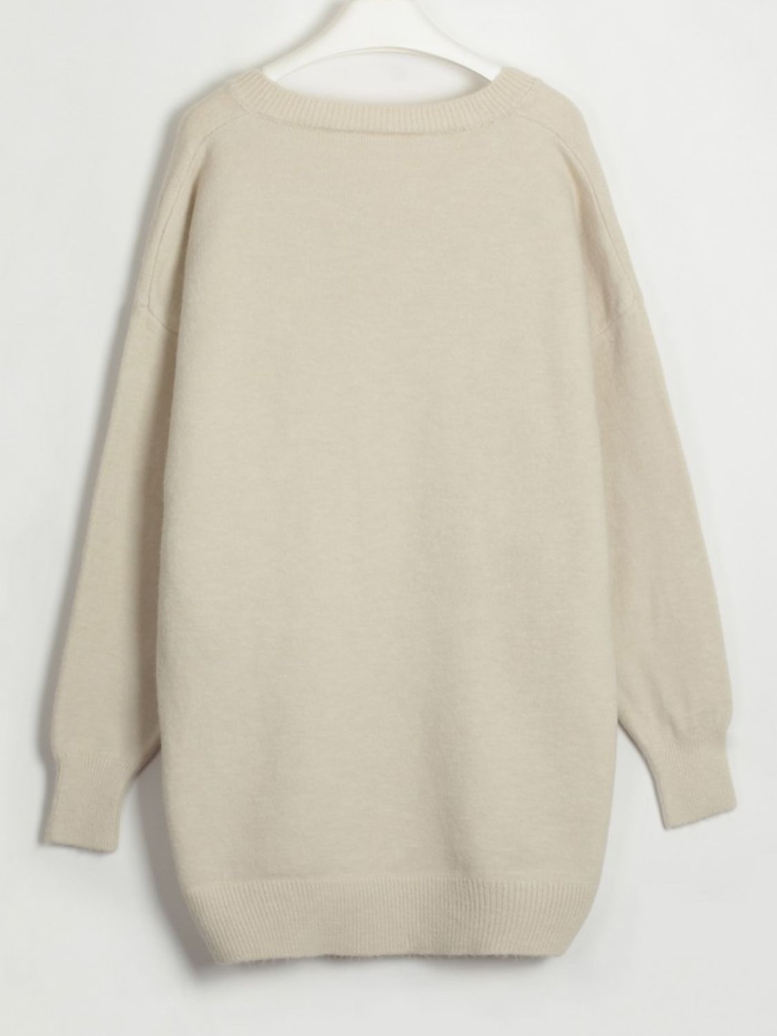 v-neck dropped shoulder sweater dress