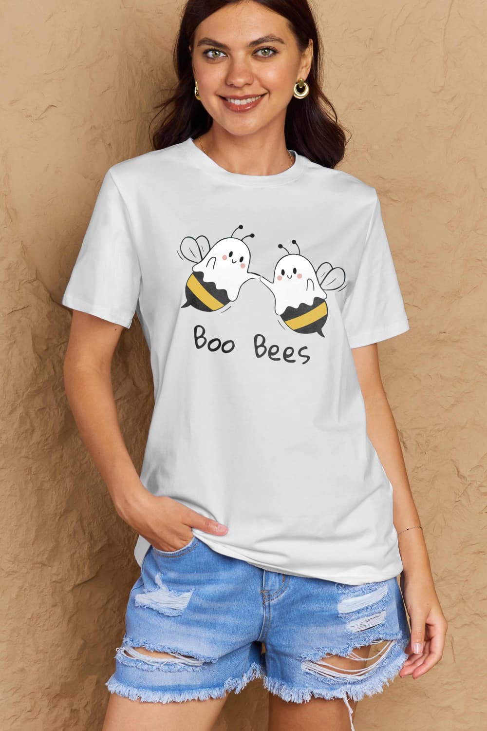 simply love full size boo bees graphic cotton t-shirt