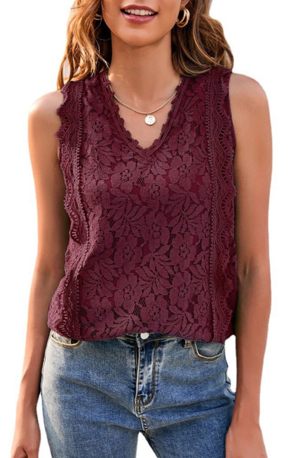 lace v-neck tank