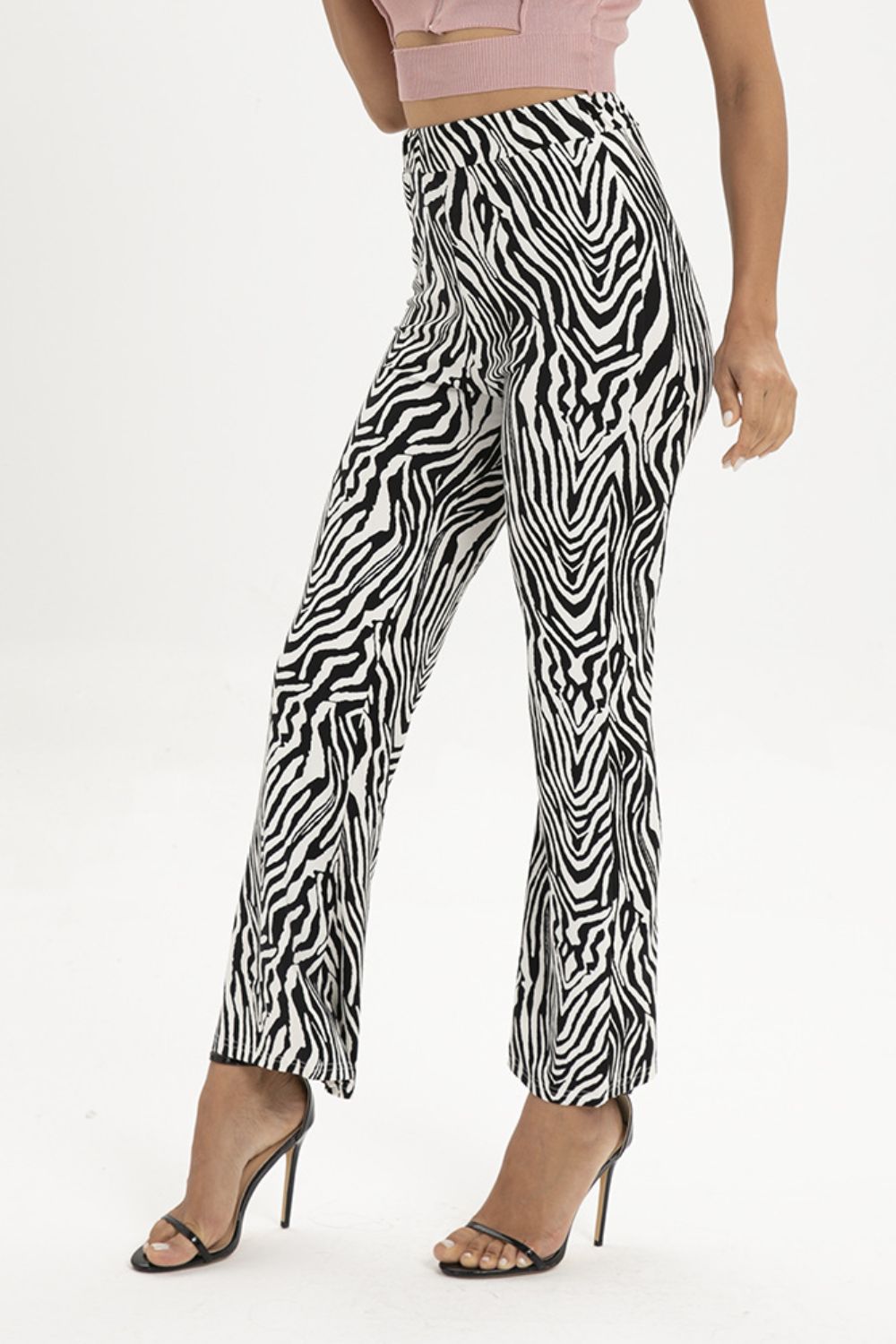 zebra print straight leg pants