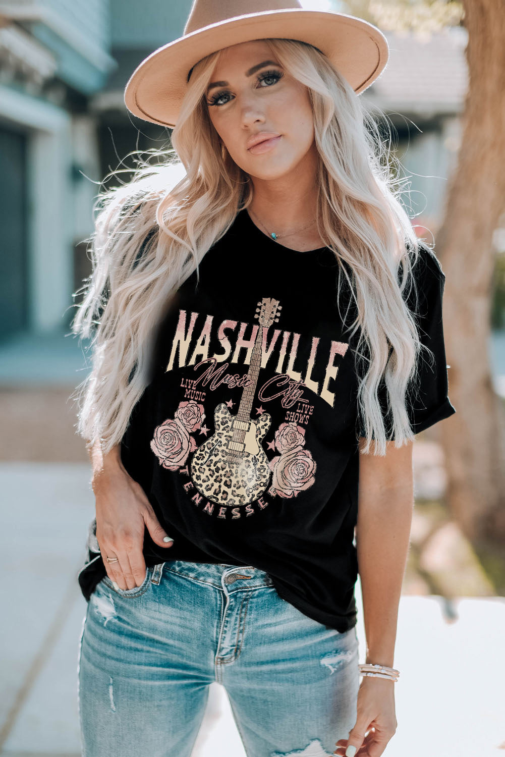nashville music city graphic tee shirt