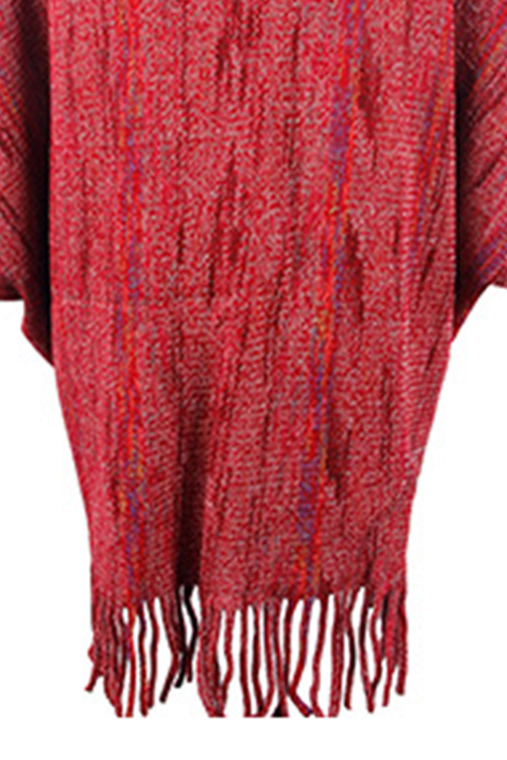 fringe detail printed poncho