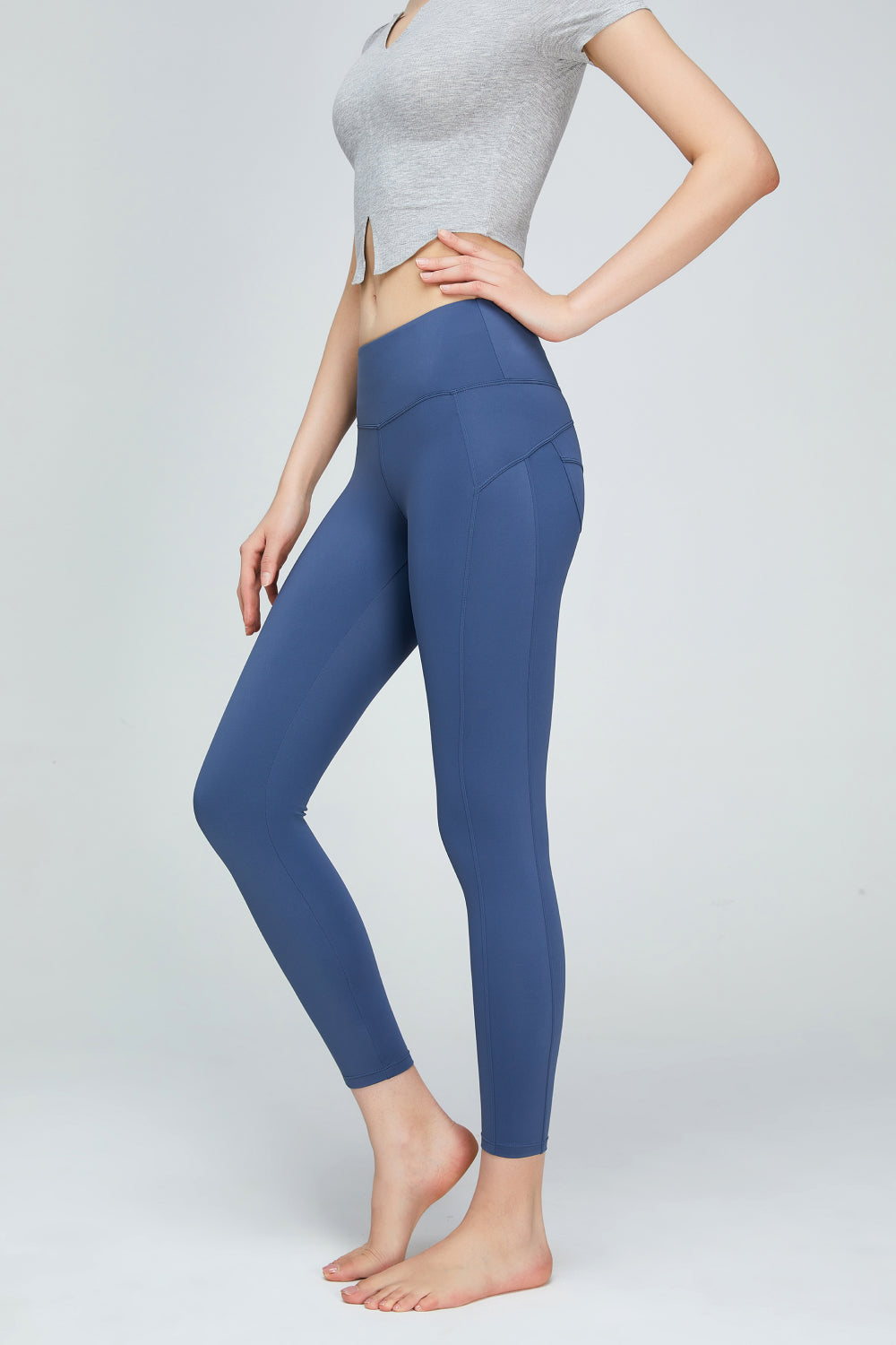 seam detail wide waistband sports leggings