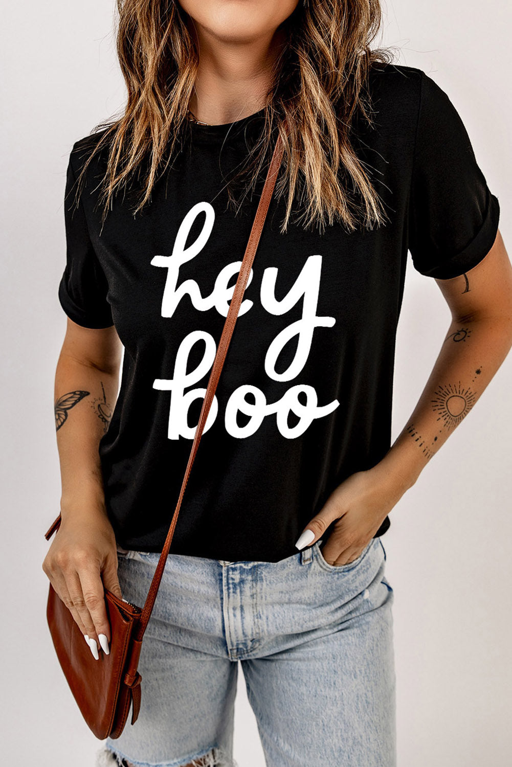 hey boo graphic round neck t-shirt