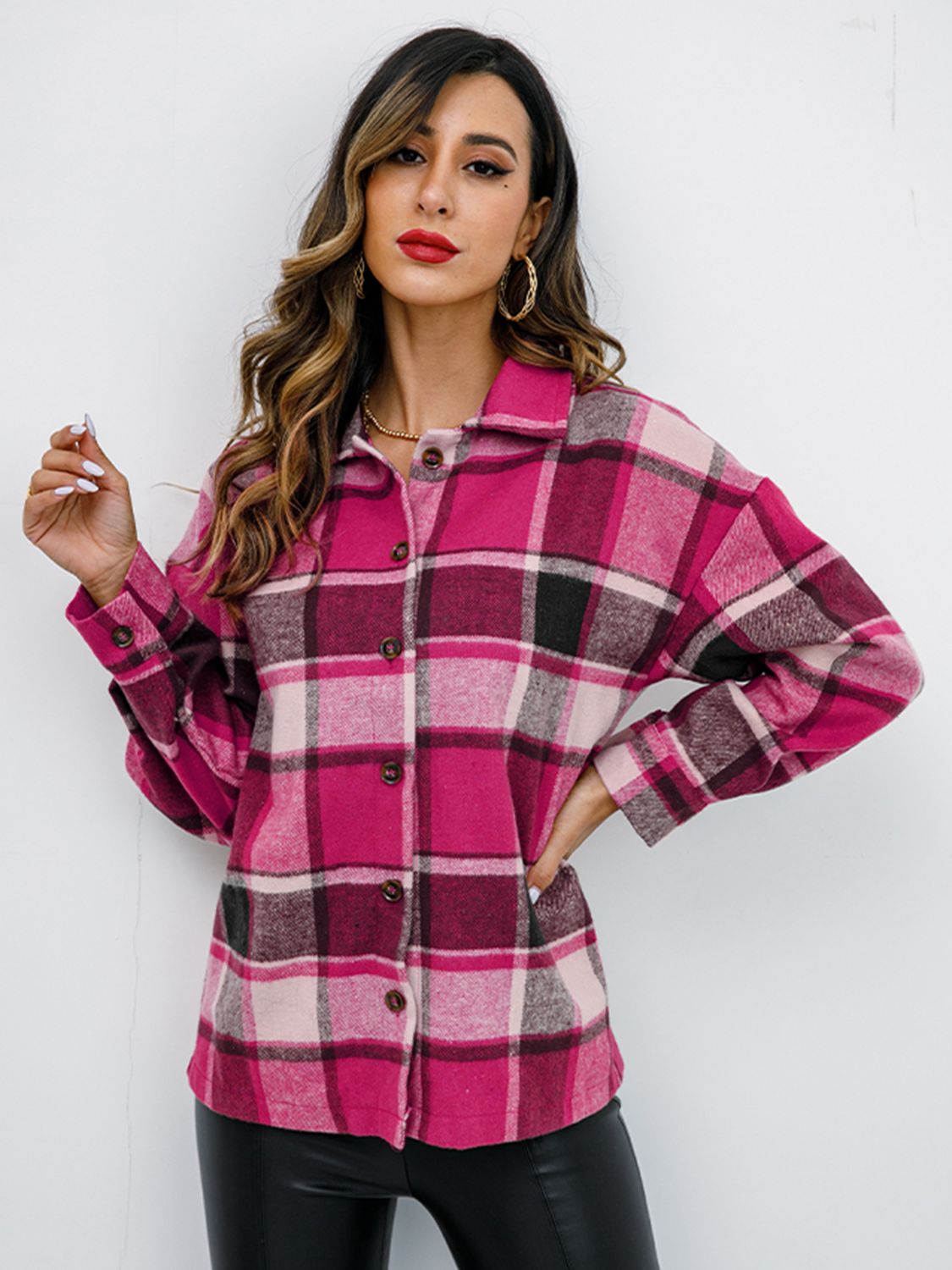 plaid button-down jacket