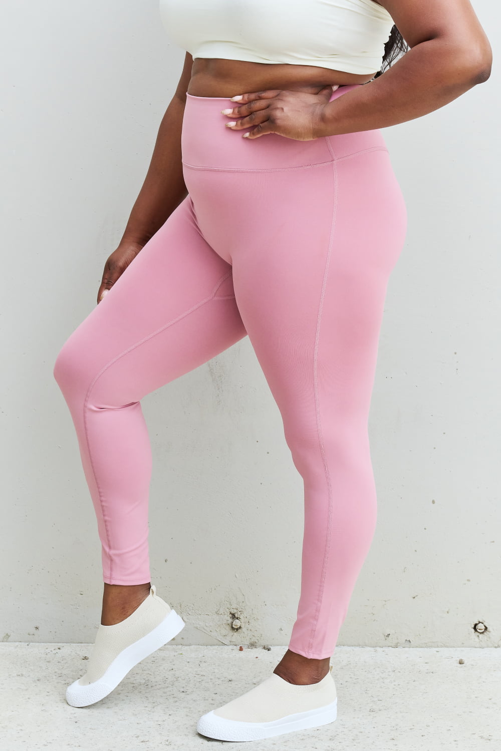 zenana fit for you full size high waist active leggings in light rose