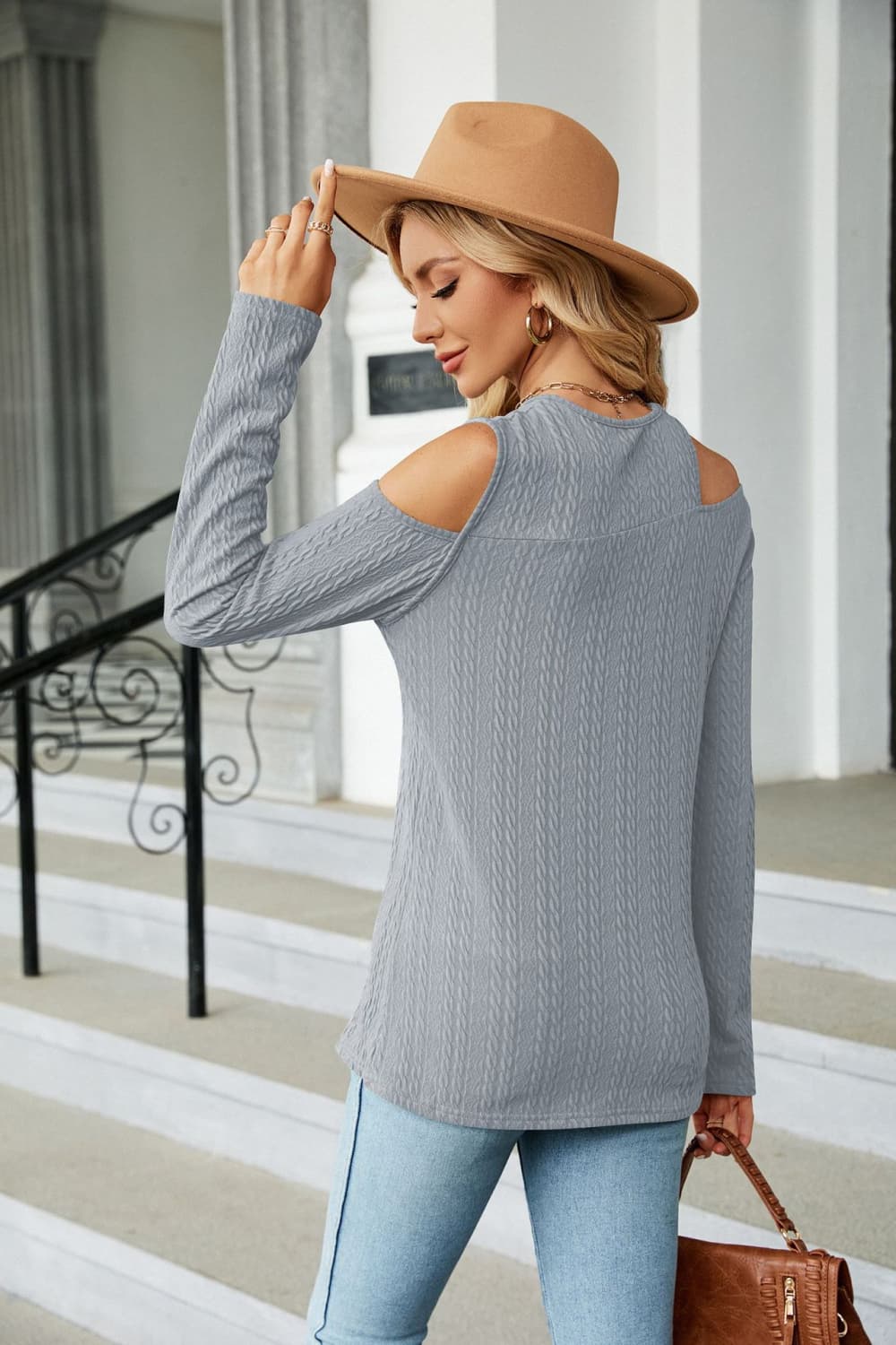 dropped shoulder long sleeve blouse