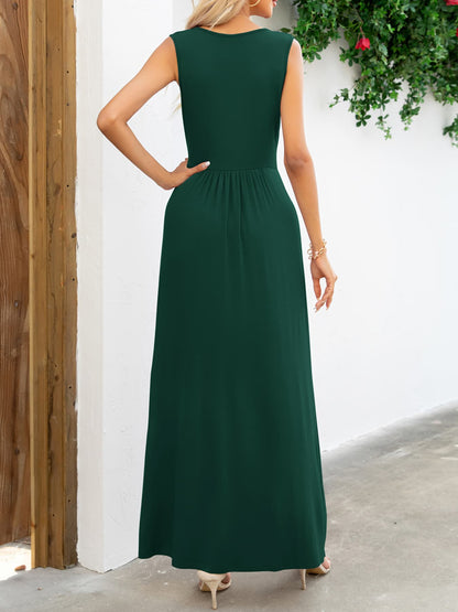 Surplice Neck Sleeveless Maxi Dress