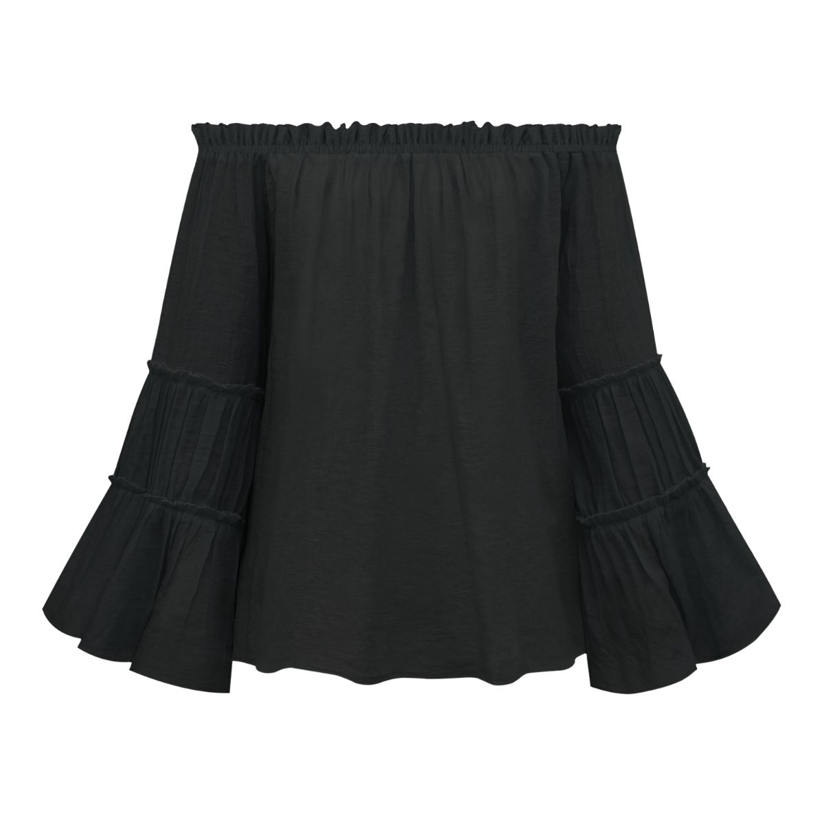 off-shoulder frill trim blouse