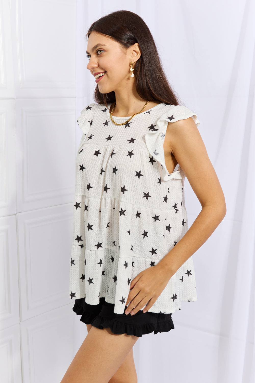 heimish shine bright full size butterfly sleeve star print top