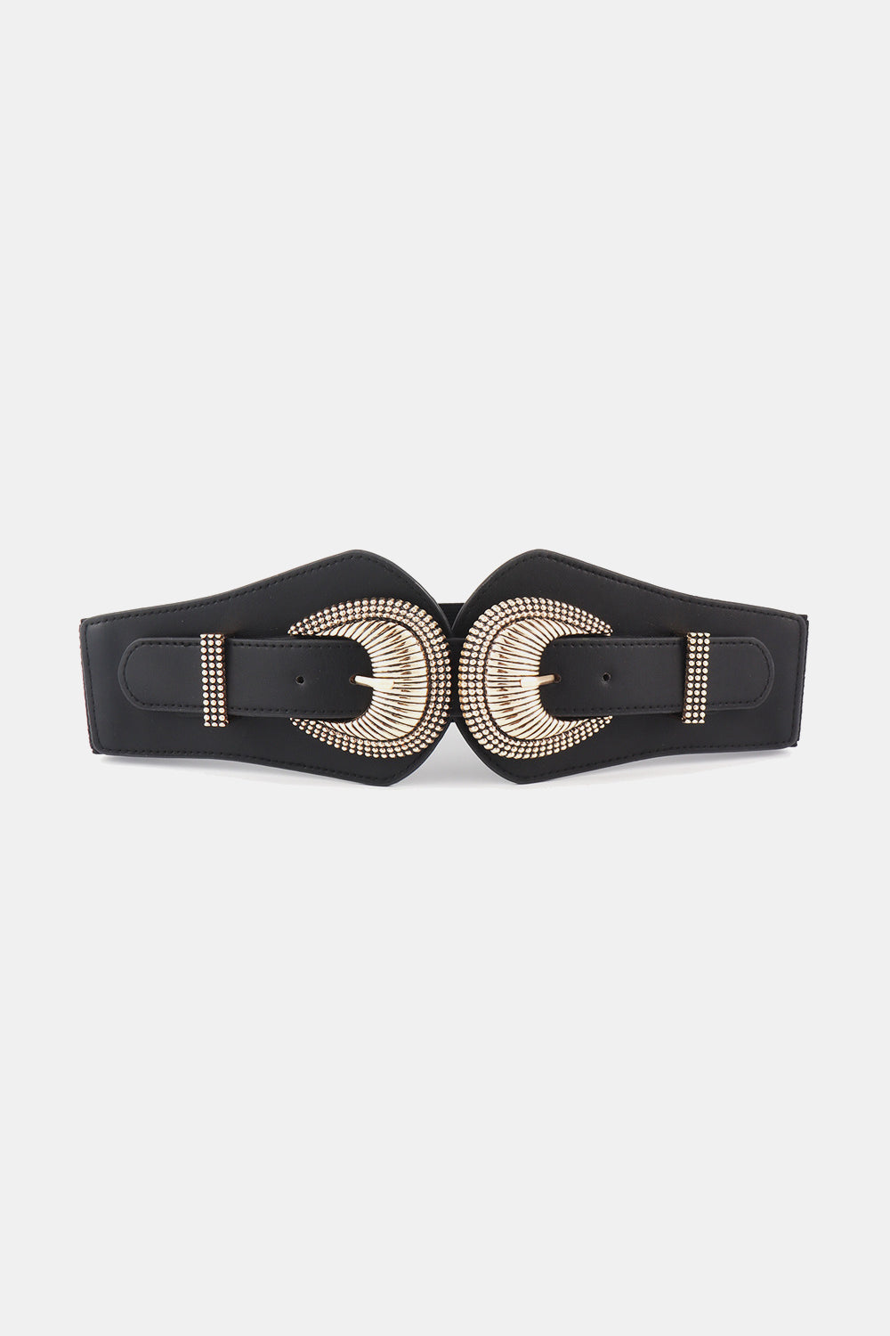 shell double buckle elastic wide belt