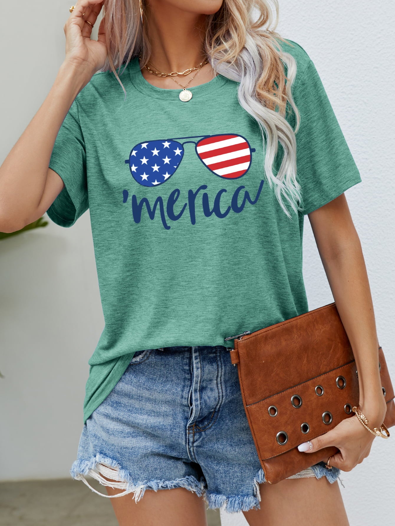 us flag glasses graphic tee