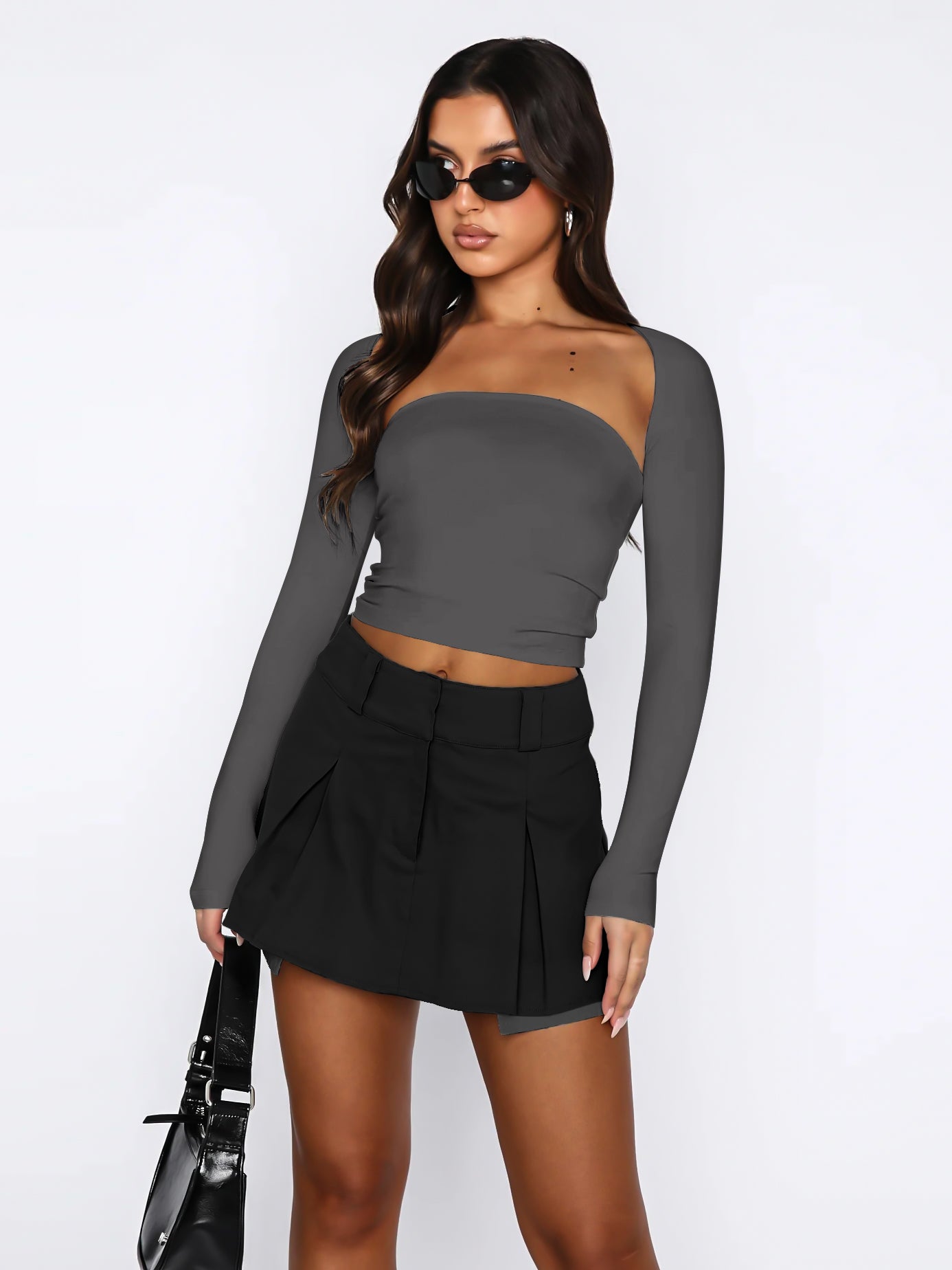 cutout raglan sleeve bolero and tube top