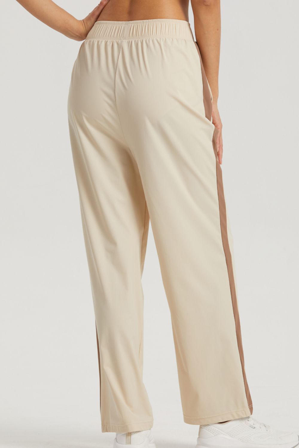 side stripe elastic waist sports pants