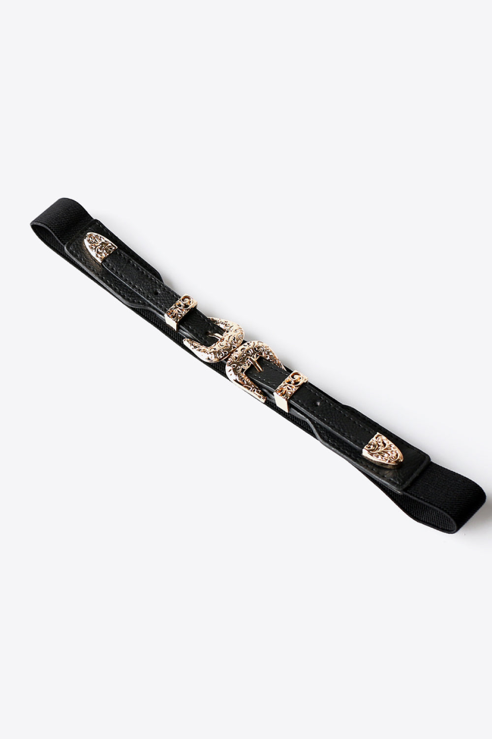 double buckle pu leather belt