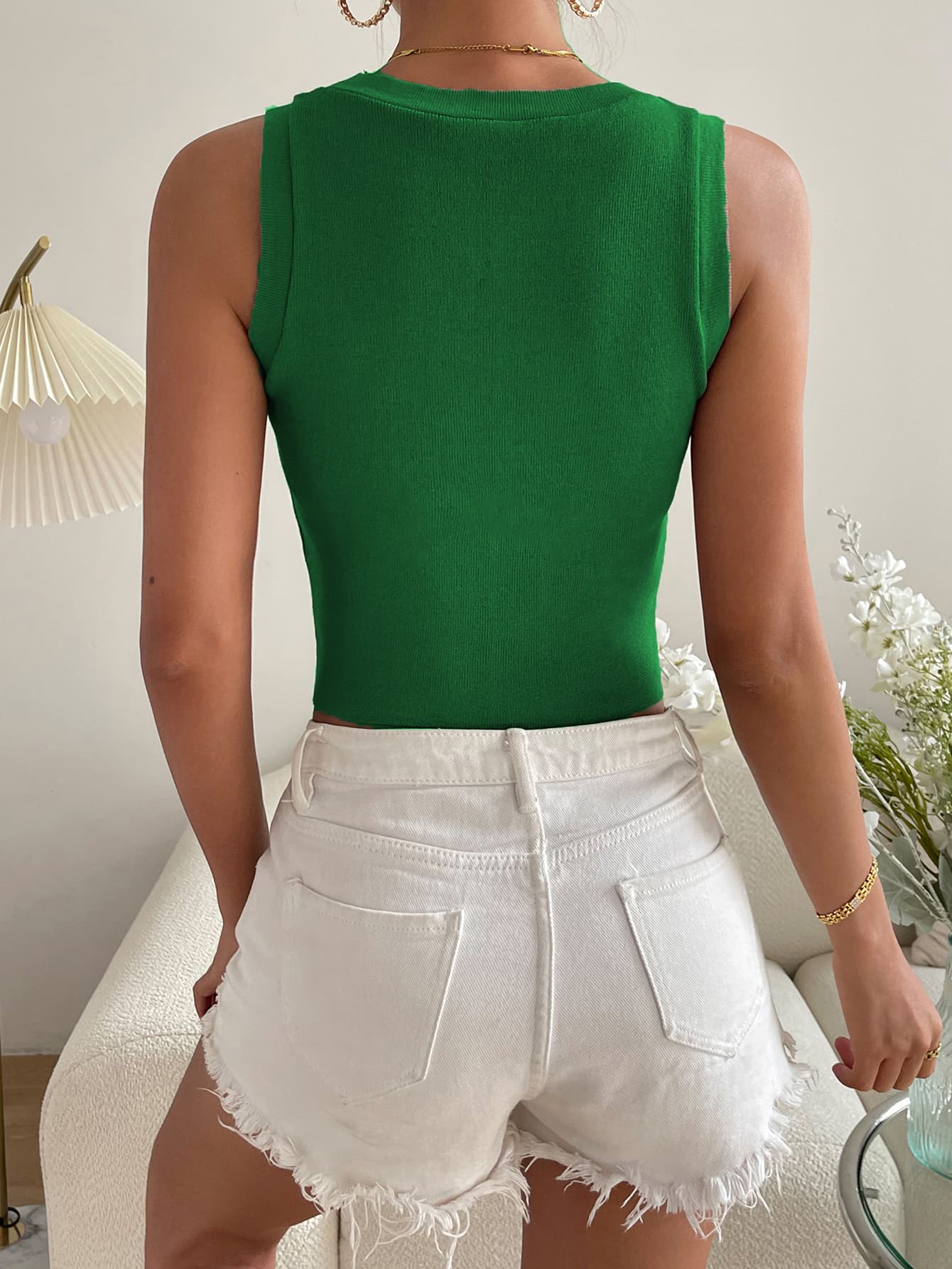 round neck knit tank