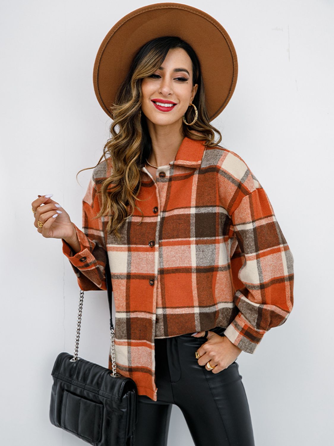 plaid button-down jacket