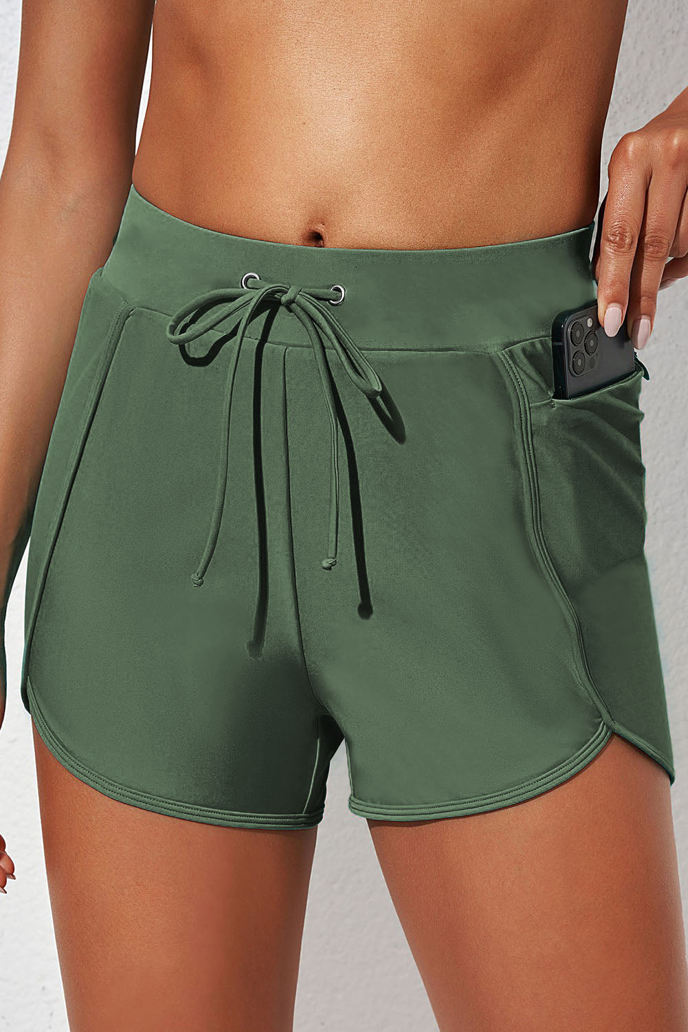 drawstring waist swim shorts