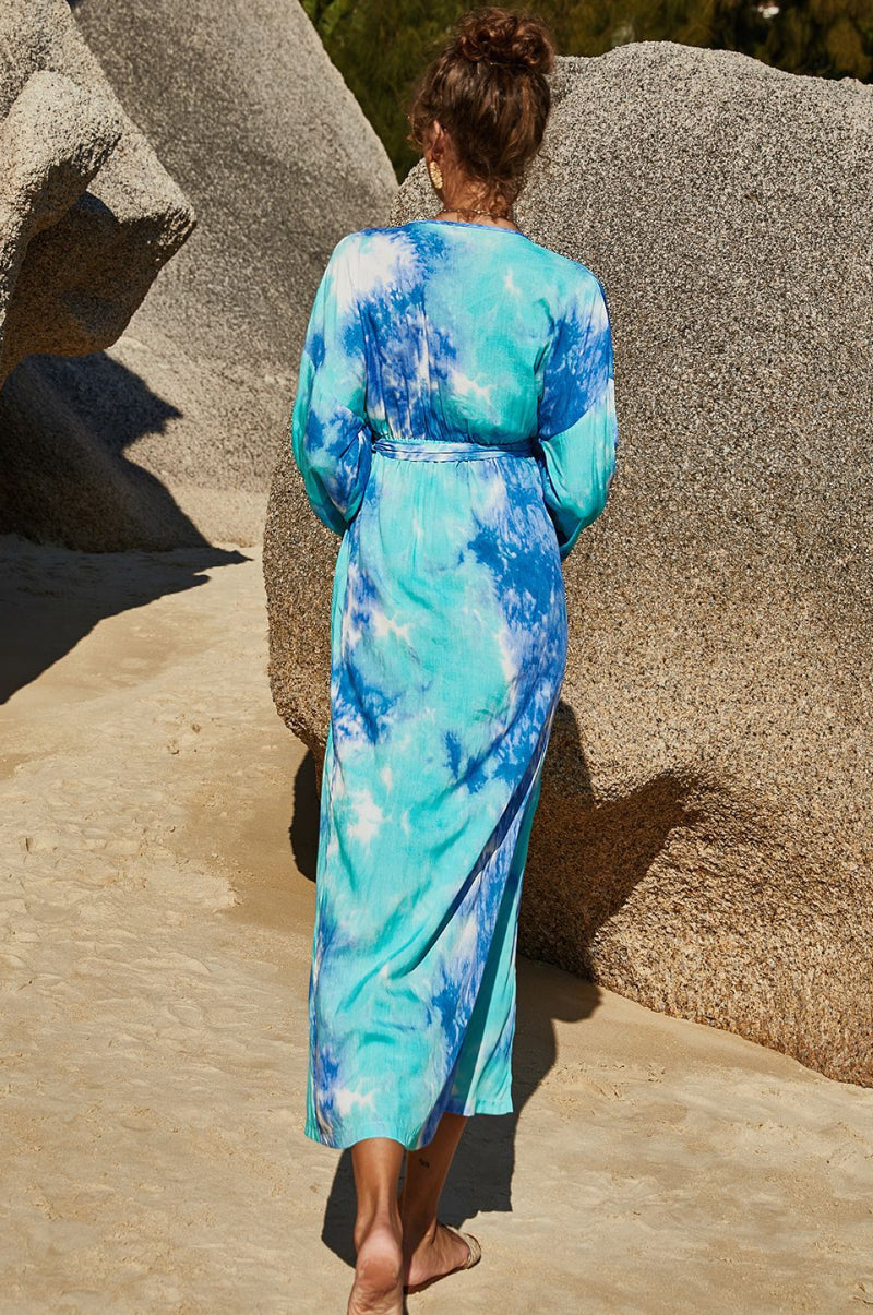 tie dye wrap maxi dress