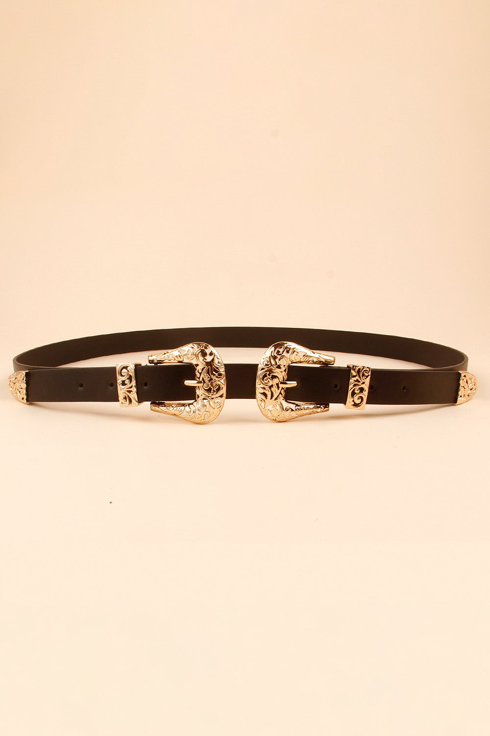 double buckle pu leather belt