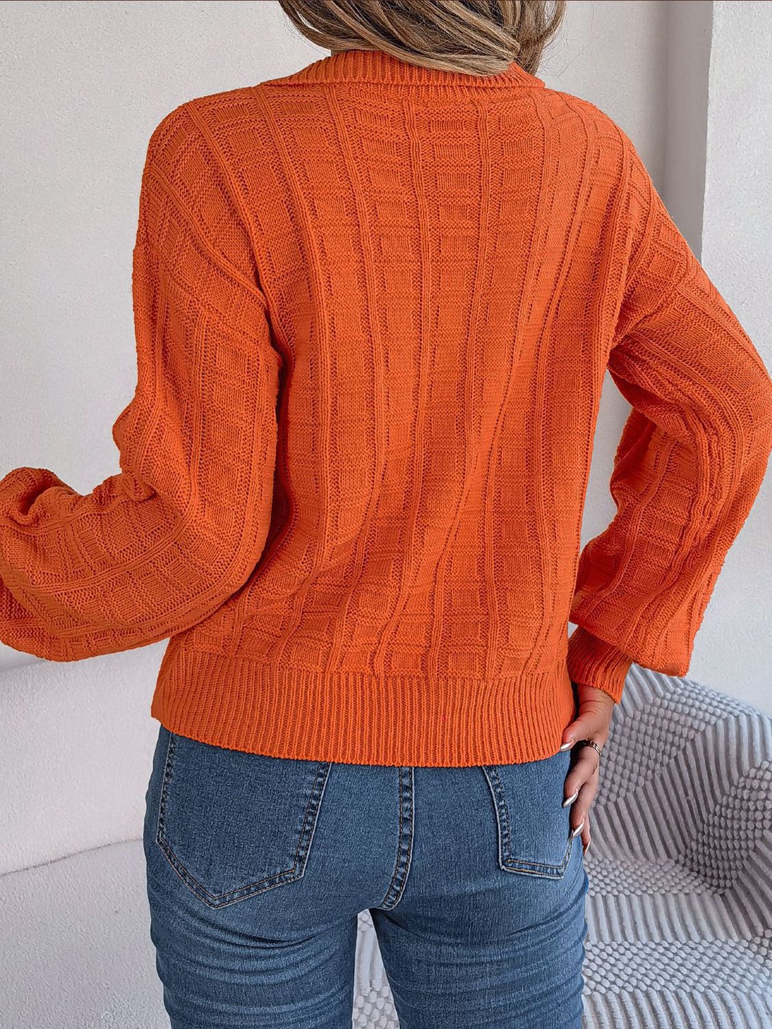 johnny collar drop shoulder sweater