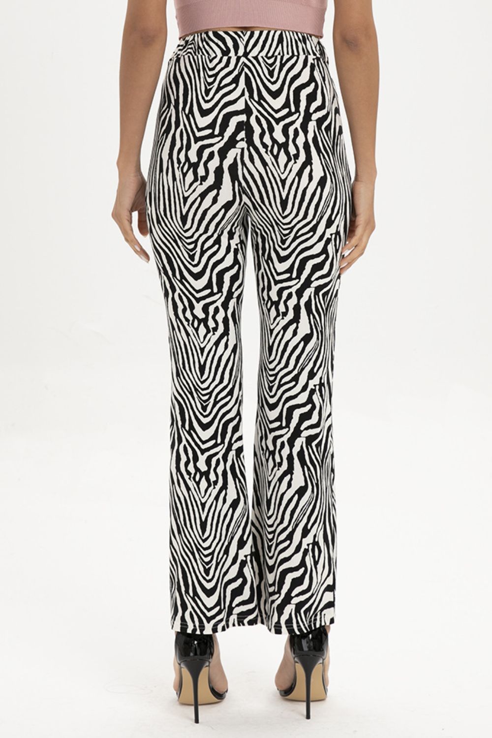 zebra print straight leg pants