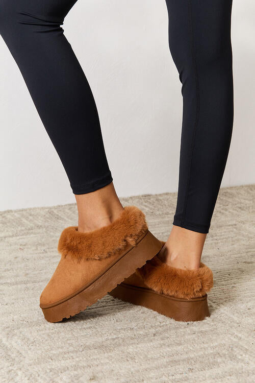 legend footwear furry chunky platform ankle boots