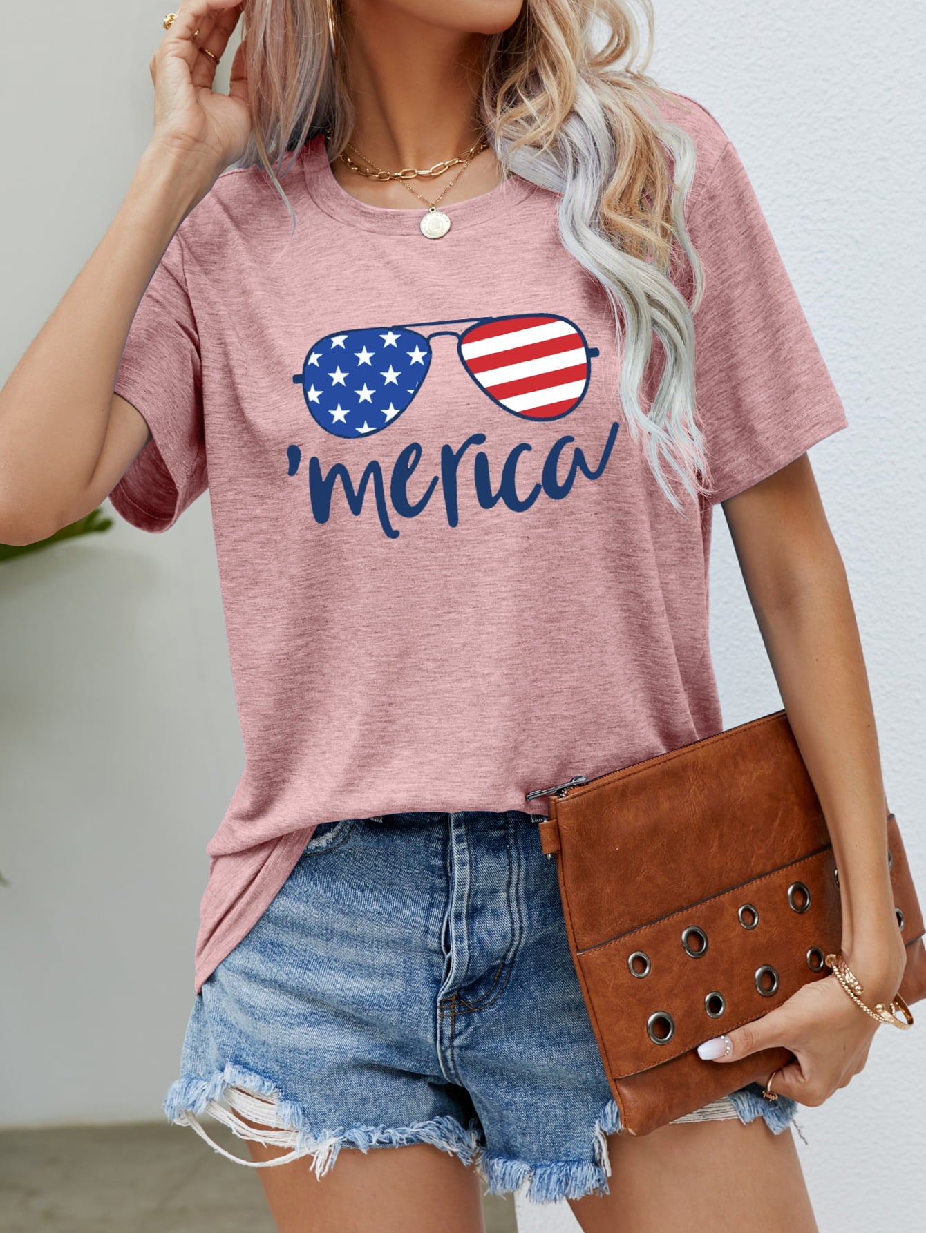 us flag glasses graphic tee