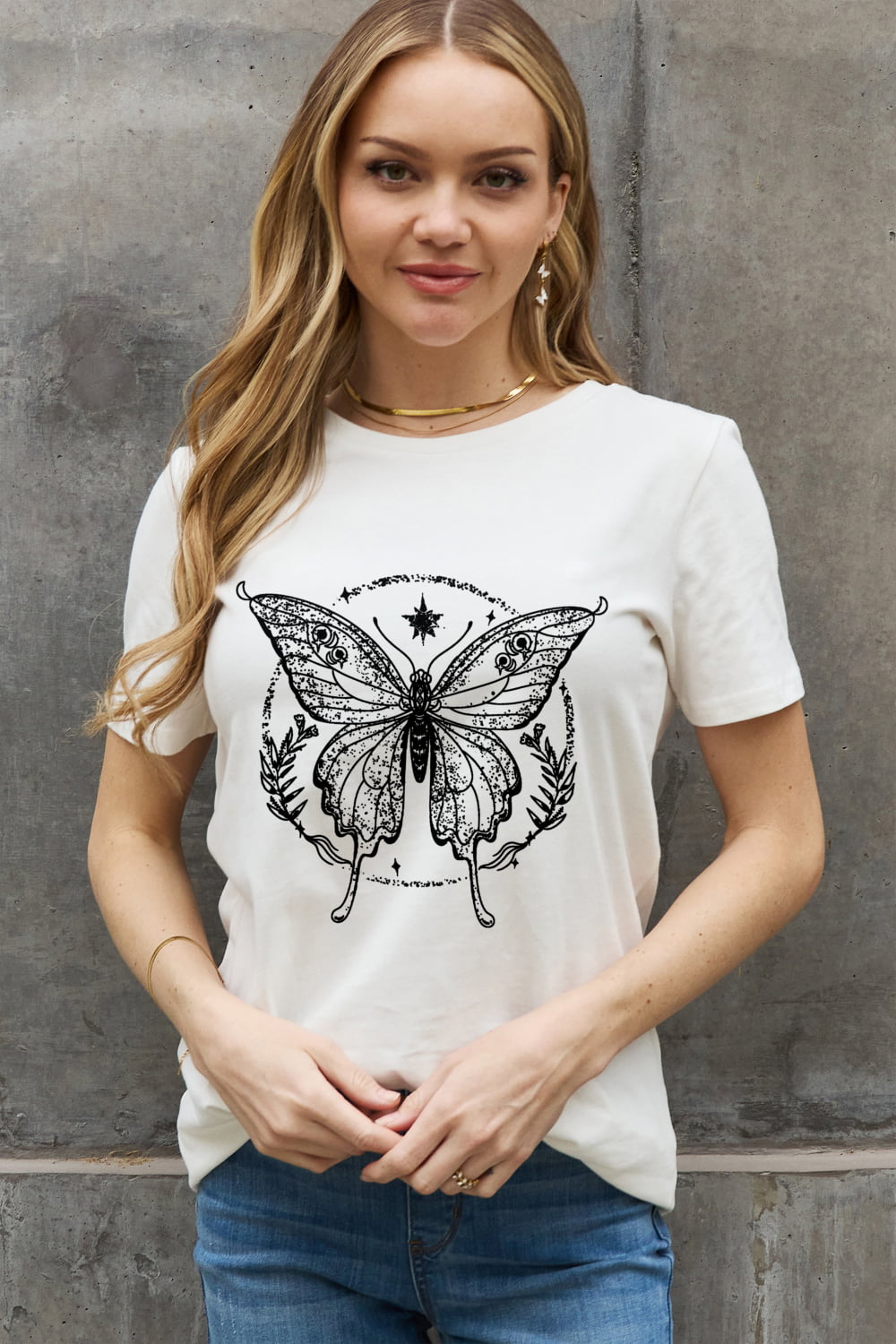 simply love simply love full size butterfly graphic cotton tee