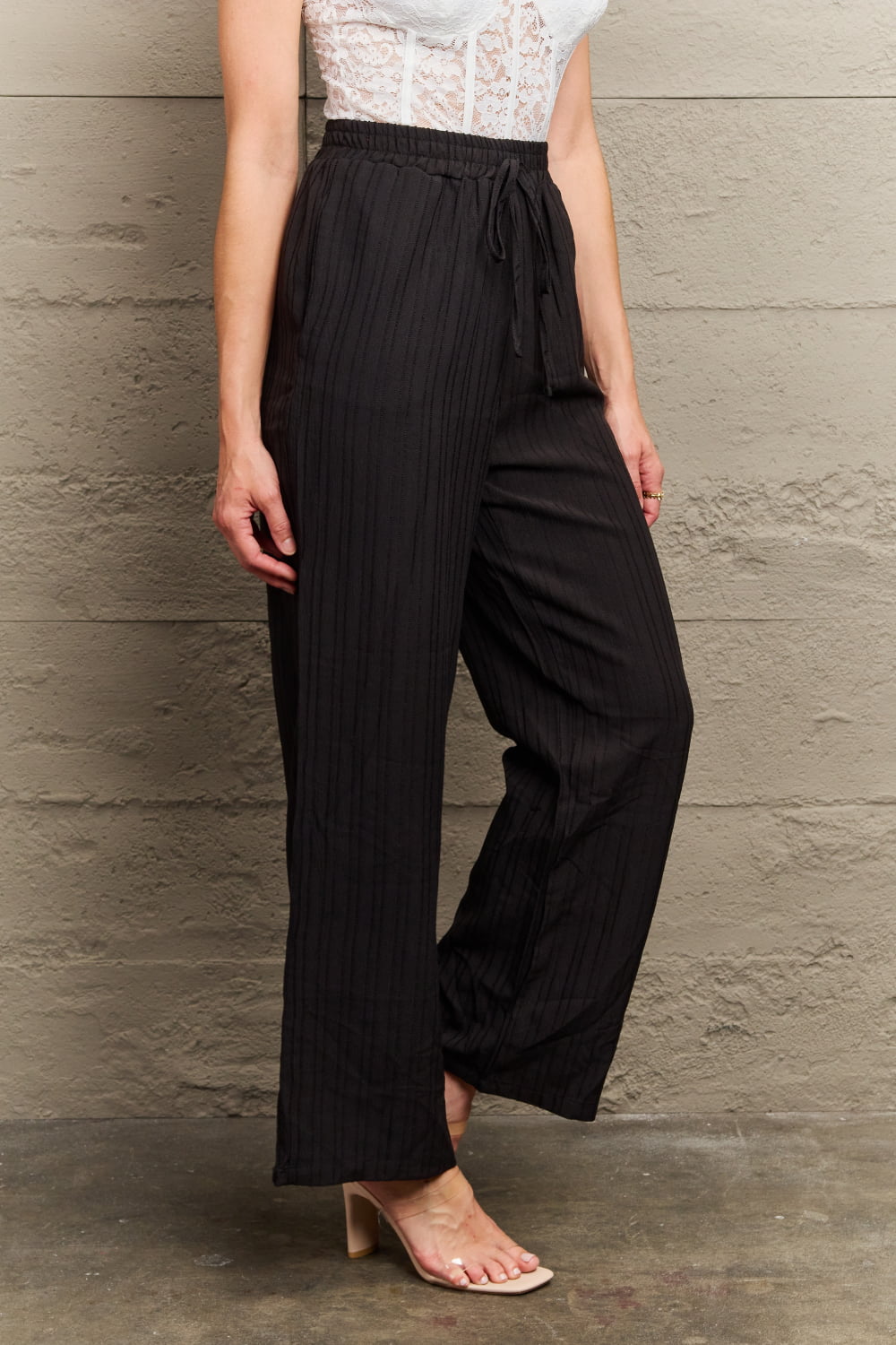 tie waist long pants